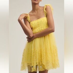 Let Me Be Tulle Dress Yellow Anthropologie Size Large NWT